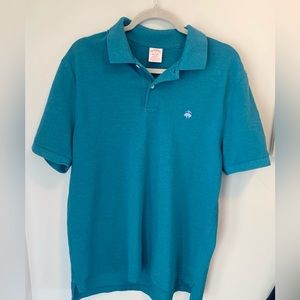 Brooks Brothers Polo Shirt Mens Large Blue Teal Blue Logo Short Sleeve Casual